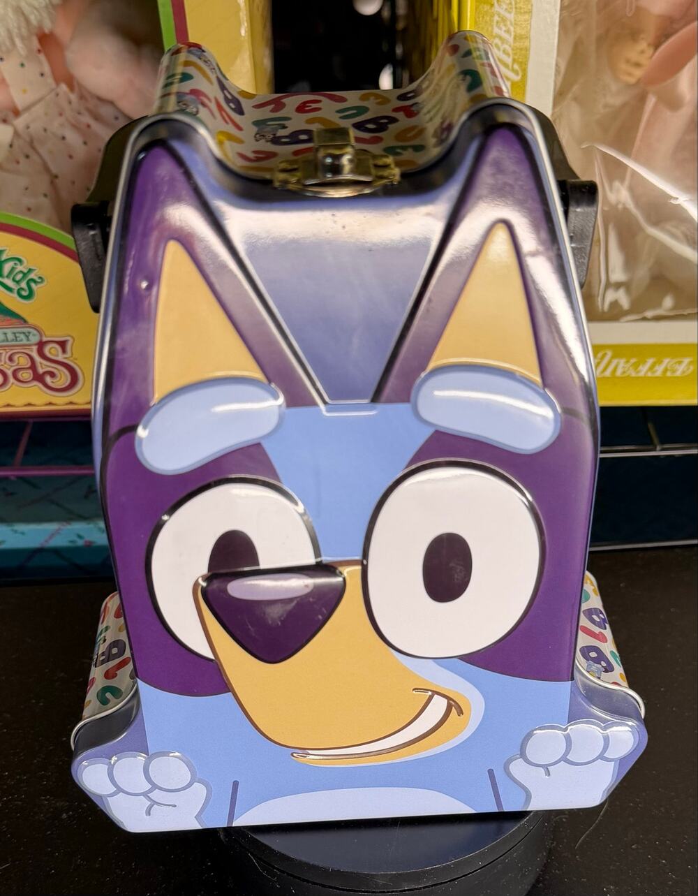 Bluey Head Shaped Tin Carry All Metal Lunch Box School Supplies Storage Case